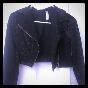 Size 14 girls Jacket black and gold glitter gold.